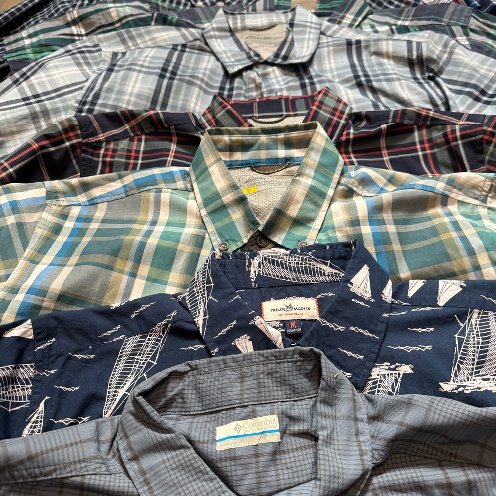 8 new Short sleeve Columbia, Eddie Bauer, polo, Pascific all medium sold togethe